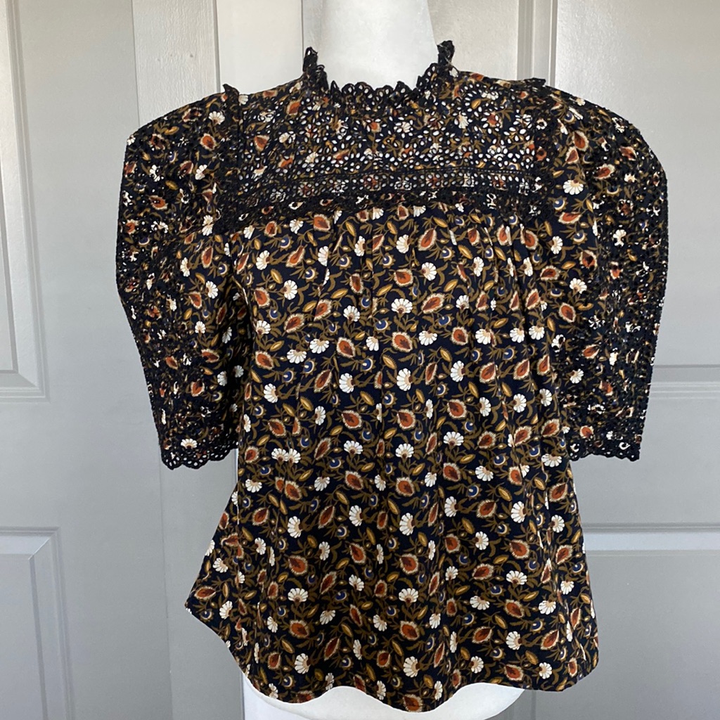 Nwot Ulla Johnson Printed Puff Sleeve Shirt